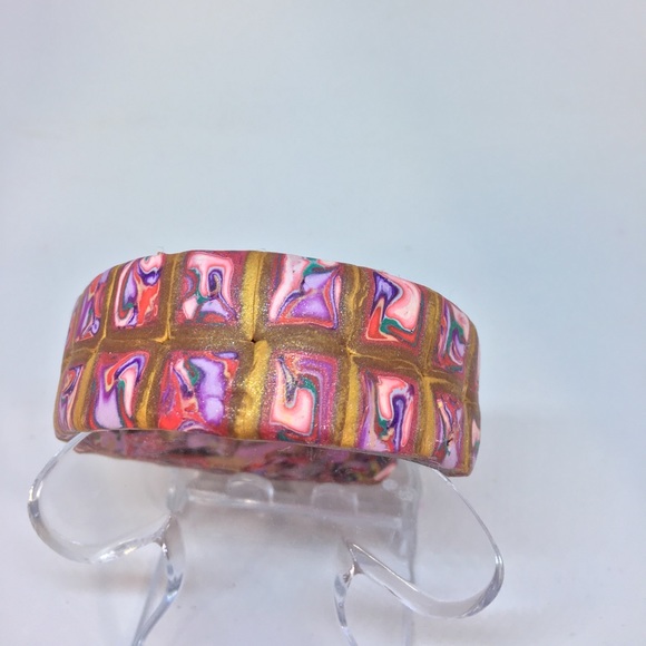 Unique Handmade Polymer Clay Cuff Bracelet - Picture 2 of 5